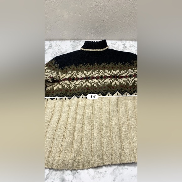 Vintage Sarah Bentley Cream & Brown Thick Knit Sweater Size Medium - Picture 6 of 15